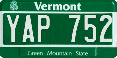 VT license plate YAP752