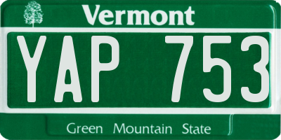 VT license plate YAP753