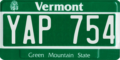 VT license plate YAP754