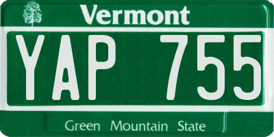 VT license plate YAP755