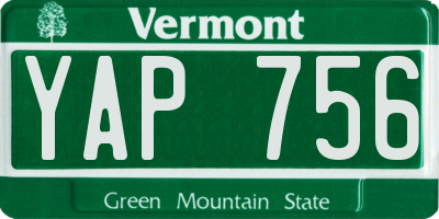 VT license plate YAP756