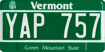VT license plate YAP757