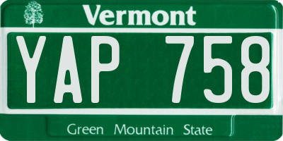 VT license plate YAP758