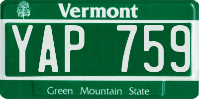 VT license plate YAP759