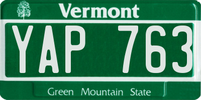 VT license plate YAP763