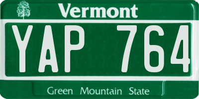 VT license plate YAP764
