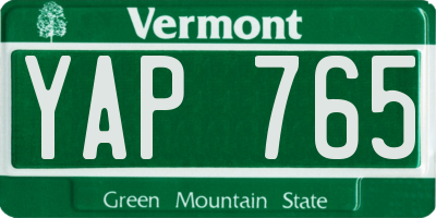 VT license plate YAP765