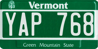 VT license plate YAP768