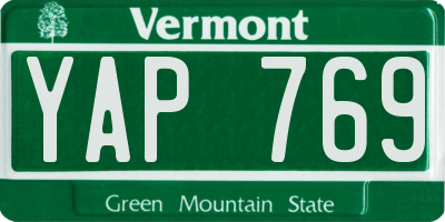 VT license plate YAP769