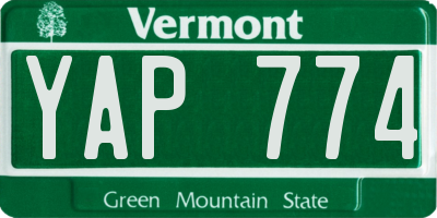 VT license plate YAP774