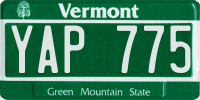 VT license plate YAP775