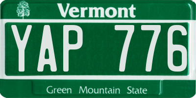 VT license plate YAP776