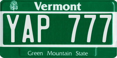 VT license plate YAP777