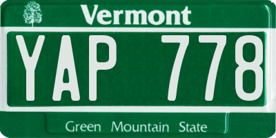 VT license plate YAP778