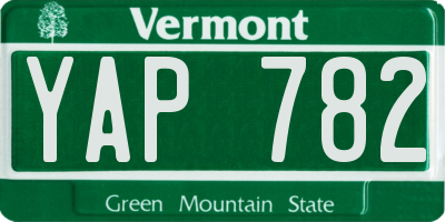 VT license plate YAP782