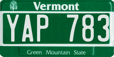 VT license plate YAP783