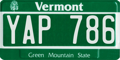 VT license plate YAP786