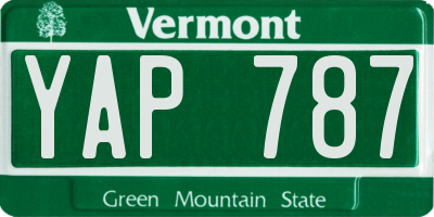 VT license plate YAP787