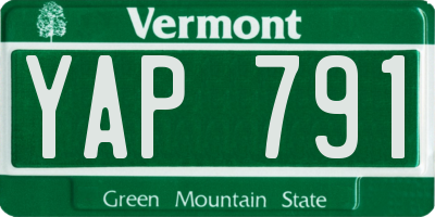 VT license plate YAP791