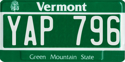 VT license plate YAP796