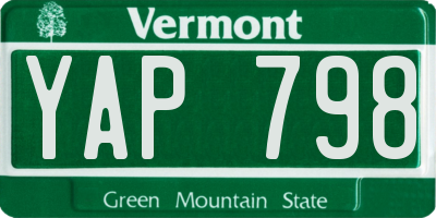 VT license plate YAP798