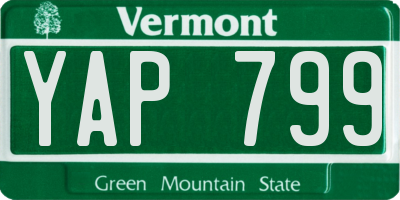VT license plate YAP799
