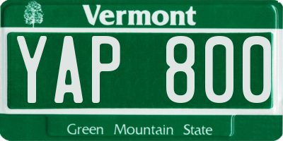 VT license plate YAP800