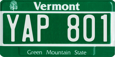 VT license plate YAP801