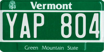 VT license plate YAP804