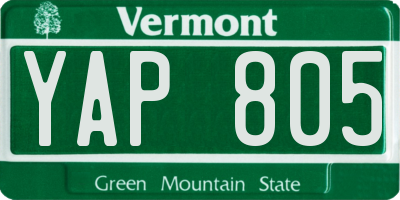 VT license plate YAP805