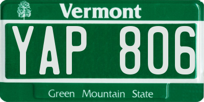 VT license plate YAP806