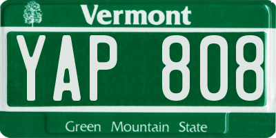 VT license plate YAP808