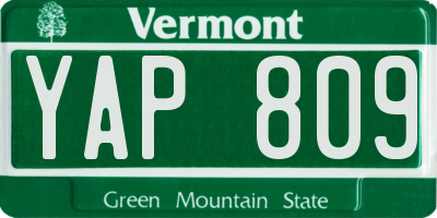 VT license plate YAP809