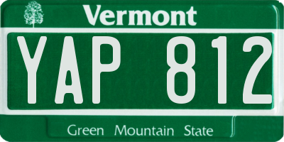 VT license plate YAP812