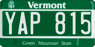 VT license plate YAP815
