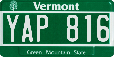 VT license plate YAP816