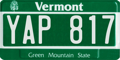 VT license plate YAP817