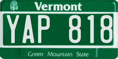 VT license plate YAP818