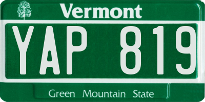VT license plate YAP819