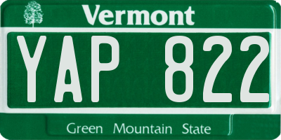 VT license plate YAP822