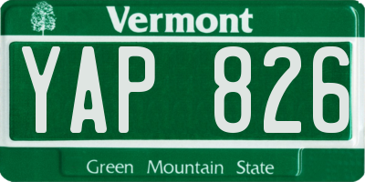VT license plate YAP826