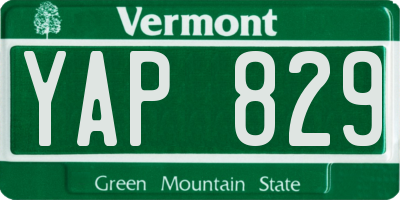 VT license plate YAP829