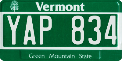 VT license plate YAP834