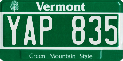 VT license plate YAP835