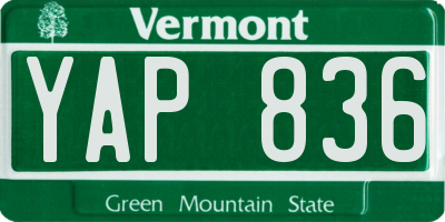 VT license plate YAP836