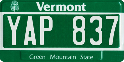 VT license plate YAP837