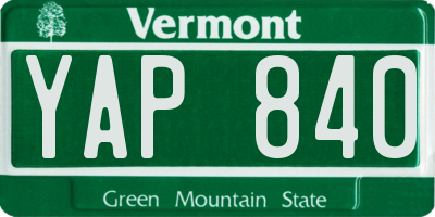 VT license plate YAP840