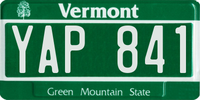 VT license plate YAP841
