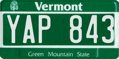 VT license plate YAP843
