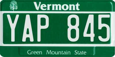 VT license plate YAP845